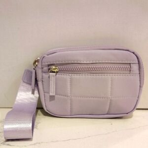 Purple Clutch wristlet with Detachable Canvas Strap Multiple Zip Pockets New